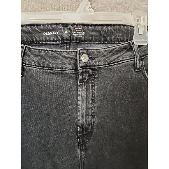 Old Navy High Rise Curvy Vintage Slim Jeans Womens 18 Faded Black Stretch NEW - Picture 5 of 11